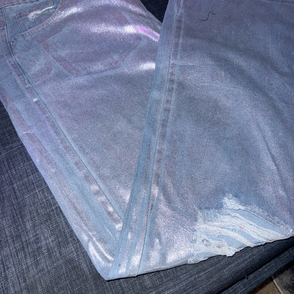 Shimmering Metallic Wide Leg Plus Jeans